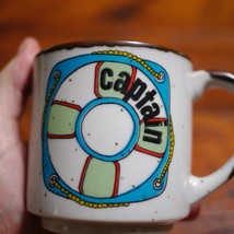 Vintage CAPTAIN Ship Life Preserver Nautical Japan Porcelain Coffee Mug Cup - £19.86 GBP