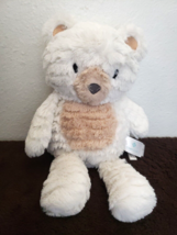 Belle Bear Plush Stuffed Animal White Tan Textured Fur 15&quot; - £23.24 GBP