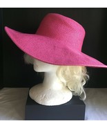 Daniele Meucci Italy Hot Fuchsia Pink/Metallic Paper Straw Wide-Brim Hat... - $26.00
