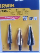 Brand New #1 #3T #4 Irwin 15504 3-Piece Titanium Impact Step Drill Bits - £33.28 GBP