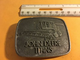 Vintage 1980 John Deere Titans Brass Belt Buckle - £15.72 GBP