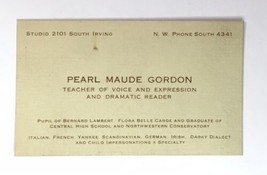 Antique Business Card Pearl Maude Gordon Voice Expression Drama Teacher ... - $20.00