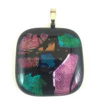 Pink Sorbet Fused Dichroic Glass Pendant with Necklace - £23.98 GBP