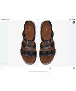 Clarks Women&#39;s Kitly Step Sandals Black Leather Size 8.5 M Adjustable St... - $79.90