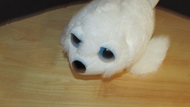 The Petting ZOO 13&quot;-14&quot; Plush white seal pocket missing baby pup BIG blu... - $7.27
