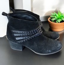 Jessica Simpson black suede Belted Leather ankle boots Women’s Size 8 Bo... - $26.80