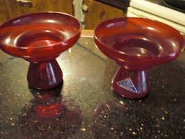 2 Mcm Morgantown 3.5&quot; Red Candle Pillar Holder Glass - £23.81 GBP