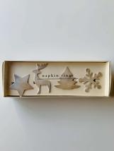 Pier 1 Set of 4 Silver Plated Christmas Napkin Rings 2&quot; Reindeer Snowflake Star  - £7.82 GBP
