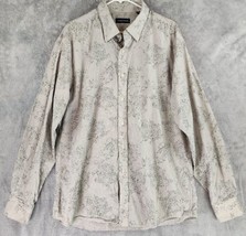 Michael Brandon Shirt Mens XXL Gray Striped Green Paisley Button Up Long Sleeve - £18.49 GBP