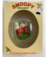 Vintage Union Wadding Co Peanuts Snoopy on Wreath Christmas Ornament - $17.81