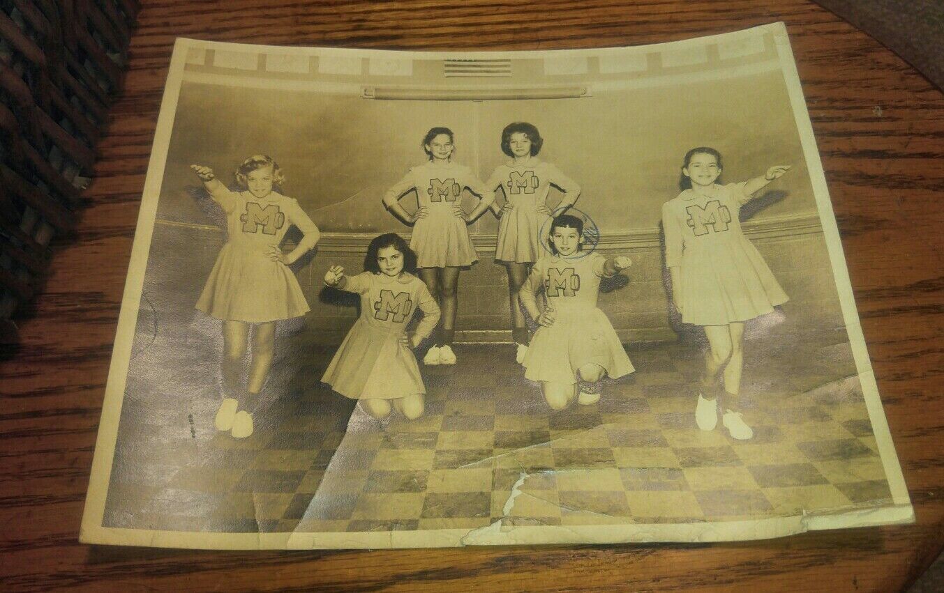 Primary image for Vintage Photograph Cheerleaders 50's 60's Black & White 8x10 Cute West Virginia