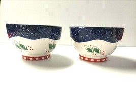 Vintage Smuckers Lot of 2 Holiday Ice Cream Bowl Holly Cup Dessert Bowls... - £10.08 GBP