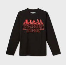 NEW Boys Stranger Things Graphic Shirt sz XS black long sleeves red logo - £3.92 GBP