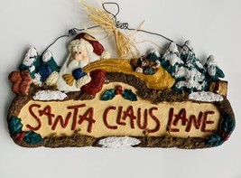 Joelson Industries Santa Claus Lane Christmas Hanging Sign Wall Door Decor Vtg - $16.70