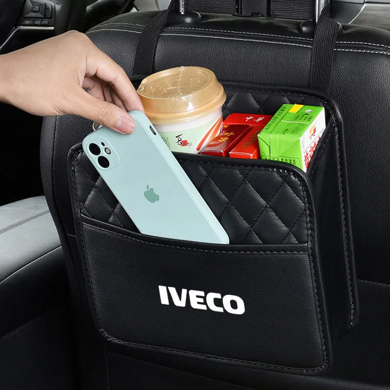 Leather Car Seat Storage Bag Seats Tissue Water Cup Pockets Stowing Tidying For - £14.96 GBP