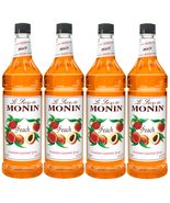 Monin Flavored Syrup, Peach, 33.8-Ounce Plastic Bottles (Pack of 4) - £62.93 GBP