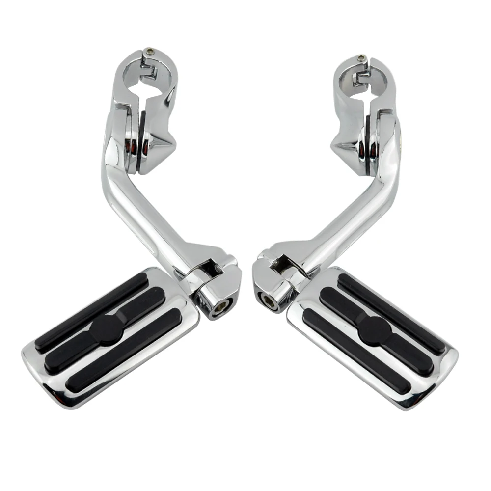 Motorcycle 1-1/4&quot; 32mm Highway Engine Guard Long Angled Foot Pegs Mount  Harley  - £523.28 GBP