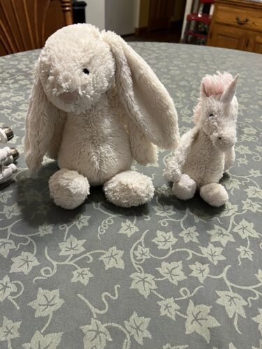 Primary image for Jellycat London Plush Stuffed 11" Medium Bashful Cream Bunny Rabbit & 8" Unicorn