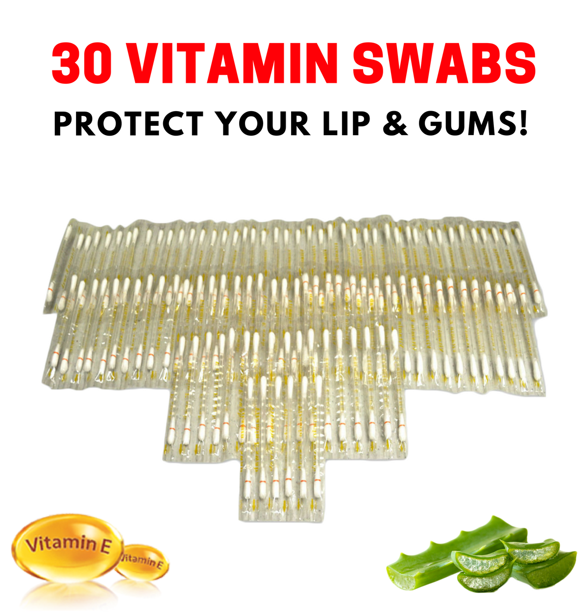Primary image for 30 TEETH WHITENING VITAMIN E SWABS FOR LIP & GUMS PROTECTION MOISTURIZING - USA