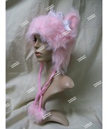 Cute Light Pink Furry Kitty Hat w Ears Bow Anime Alice Wonderland Cheshi... - $294.17 MXN