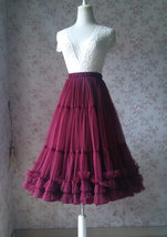 Burgundy Ballerina Tulle Skirt A-Line Layered Puffy Ballet Tulle Tutu Skirt image 4