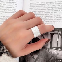 INS Fashion Silver Color Wide Rings for Women Vintage Popular Design Irregular T - £8.88 GBP