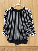 Pre-owned Zara 3/4 Sleeve Striped Shirt Black/white Size S - £11.21 GBP