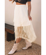 Beige Lace Cascading Tiered High Waist Maxi Skirt - $22.74