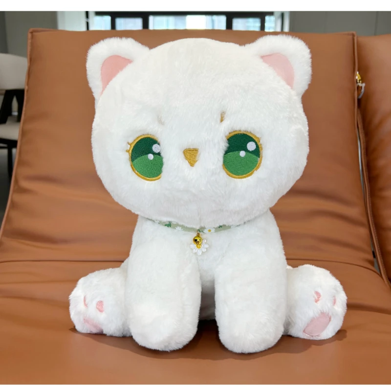 Super Soft White Cat Plush Toys Cute Stuffed Heteropupil Long Plush Kitten - £24.81 GBP