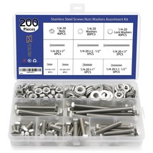 Flat 1/4&quot;-20 5/16&quot;-18 3/8&quot;-16 Spring Washers Assortment Kit, Includes 10 Common - £31.18 GBP