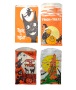 Vintage Halloween Trick Or Treat Candy Loot Bags Haunted Castle Witch Bl... - £11.52 GBP