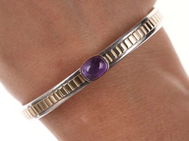 Ray Bennett Navajo Sterling/14k amethyst cabochon cuff bracelet - £254.80 GBP