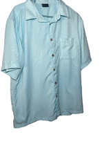 R&amp;R Casual Mens Textured Hawaiian Light Blue Short Sleeves Button-Up Shi... - $21.51