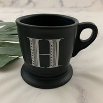Anthropologie Monogram Retro Coffee Mug Letter Initial H Black Shave Style Cup - £15.47 GBP
