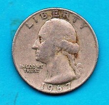 1967 Washington Quarter - Circulated - Very good or better - $1.25