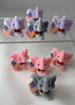 8 Flocked Fuzzy Patriotic Elephant (s) NOS Darice 1” Craft American Flag     (A) - £9.17 GBP