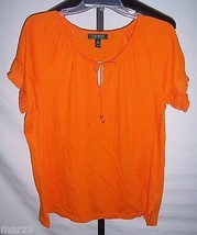 NWT Lauren Ralph Lauren Orange Cinch neck Knit shirt Misses Size Medium - £18.03 GBP
