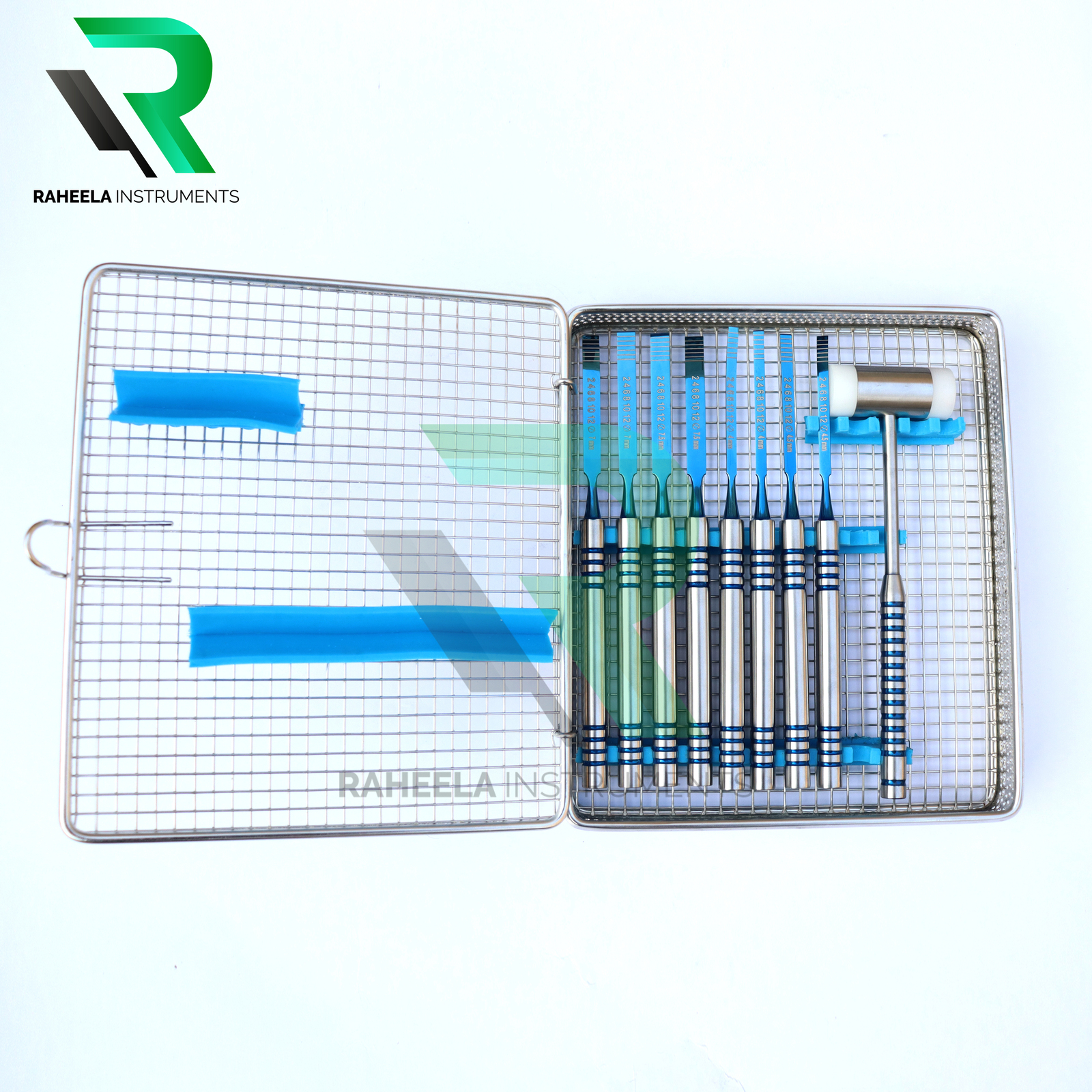 Chisel Set Of Bone Splitting With Mead Mallet Blue Coated Dental Implant... - $69.99