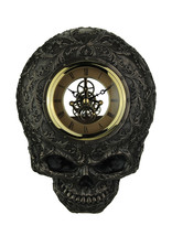 Flat Smiling Decorated Skull Transparent Face Wall Clock - $87.99