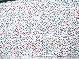 Fabric Concord Small Red &amp; Blue Flowers Green Stems to Quilt Craft 25&quot; x... - $3.00