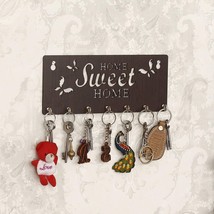 Wooden Wall Mounted Home Sweet Home Design Walnut Finish Key Holders for Wall Dé - £10.96 GBP