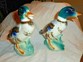 Vintage Ceramic Ducks figurines Mallard Standing Duck Figures Colorful pair GUC - £24.44 GBP