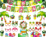 Hawaiian Luau Birthday Party Decorations, 110 Pcs Tropical Beach Birthda... - $29.49