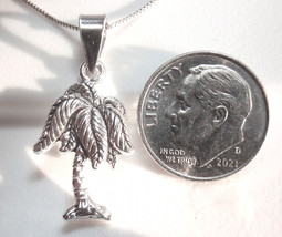 Palm Tree 925 Sterling Silver Pendant beach vacation sand ocean sailing - £11.43 GBP