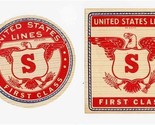 United States Lines First Class Baggage Tags 2 Different &quot;S&quot; - $27.79