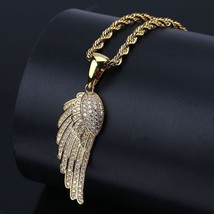 1.50Ct Round Real Moissanite Cluster Angel Wing Pendant 14k Yellow Gold Plated - £194.31 GBP