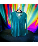Soft Surrounding Women&#39;s XS Jade Green Velvet Velour  VNeck Top Pullover... - $47.20 CAD