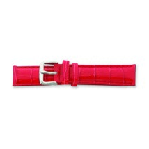 de Beer Red Crocodile Grain Leather Watch Band 22mm Silver Color - £79.79 GBP