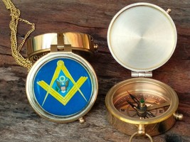 Personalized Masonic Brass Compass Gift With Wooden Box - Masonic Compass - £21.90 GBP