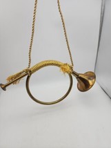 Vtg Brass French Horn Hanging With Golden Twill Wrapped Handle 13 In X7&quot;  - £13.10 GBP